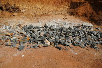 Pile Of Rocks I.E. Lithium Mining And Natural Resources Like Limestone Mining In Quarry. Natural...