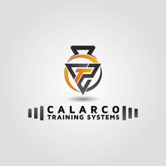 Physical fitness training system bodybuilding letter CTS vector logo design