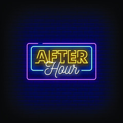 After Hours Neon Signs Style Text Vector