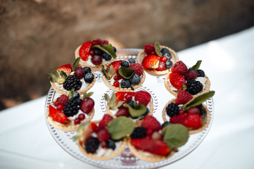 photo of small berries tartelette in a plate