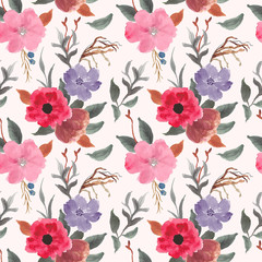 beautiful floral watercolor seamless pattern