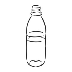Vector Single Sketch Plastic Bottle of Water. plastic bottle, container, vector sketch illustration