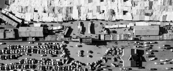 Aerial view of Ulaanbaatar, the capital of Mongolia, circa June 2019