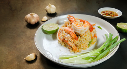 Fried rice with pawn, Thai food , home cooking and restaurant, delicious street food 