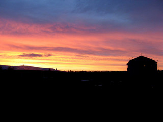 Sunset on a long summer day under the city of Tomsk in Siberia in Russia