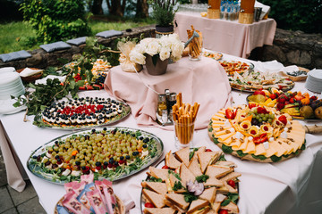photo of finger food and bread bites table