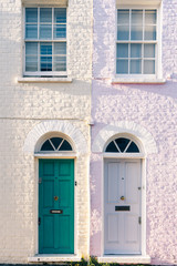 Fototapeta na wymiar Cozy pretty doors in london village