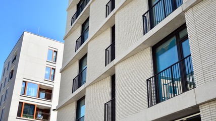 Modern residential architecture in summer. Modern city.