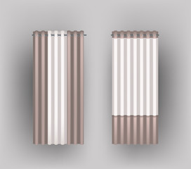 Different options of curtains with eyelets. Vector ilustration