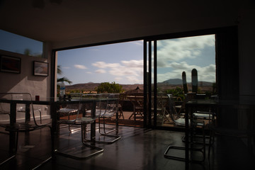 clouds seen from a bungalow with panorama  windows