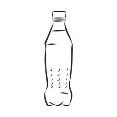 Vector Single Sketch Plastic Bottle of Water. plastic bottle, container, vector sketch illustration