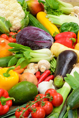 arrangement of fresh vegetable fruits
