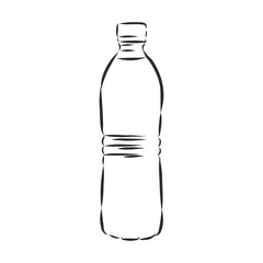 Vector Single Sketch Plastic Bottle of Water. plastic bottle, container, vector sketch illustration