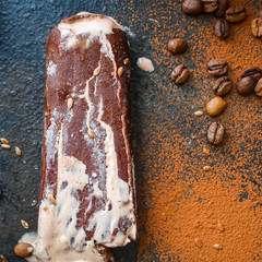 chocolate ice cream sweet dessert Menu concept healthy eating. food background top view copy space for text keto or paleo organic product diet 