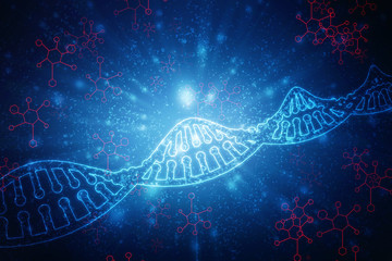 2d render of dna structure, abstract background