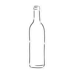 bottle, sketch style vector illustration isolated on white background. glass bottle, container, vector sketch illustration