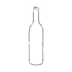 bottle, sketch style vector illustration isolated on white background. glass bottle, container, vector sketch illustration