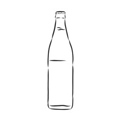 bottle, sketch style vector illustration isolated on white background. glass bottle, container, vector sketch illustration