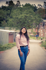 Fototapeta premium young girl walking on the street