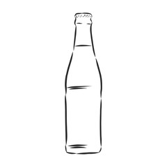 bottle, sketch style vector illustration isolated on white background. glass bottle, container, vector sketch illustration