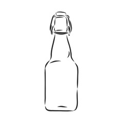 bottle, sketch style vector illustration isolated on white background. glass bottle, container, vector sketch illustration