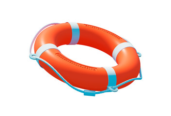 Life buoy isolated. Lifebuoy 3D illustration. Life preserver isolated on white background. Life ring. Closeup of rescue ring. Safety ring. Life buoy 3D.