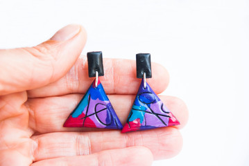 Triangle abstract earrings. Fashion handmade jewelry.