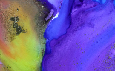 Abstract wave blots horizontal background. Alcohol ink colors. Marble texture.