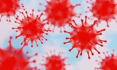 Naklejka na ściany i meble Virus organism danger, biology macro, cover medical illustration.
