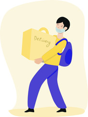 delivery man with parcel in quarantine