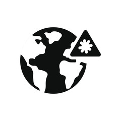 medicine concept, earth planet and warning virus sign, silhouette style
