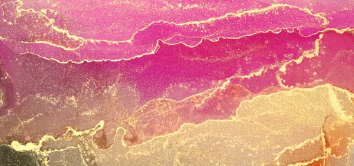 Gartenposter Abstrakte Farbwelle befleckt Hintergrund. Marmorstruktur. Alkoholtinte. © Liliia