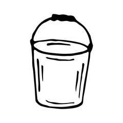 Web Garden Bucket linear drawing vector equipment