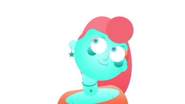 Animated Girl Expresses Different Emotions through Facial Expressions