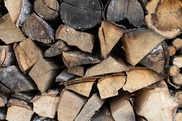 Stack of wood near fireplace