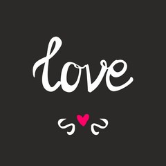 Love vector sign with heart on black background