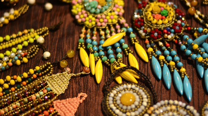 colorful necklaces and bracelets on Asian streets