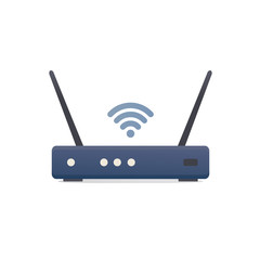 modem router device. wireless internet. flat vector illustration. isolated on white background - obrazy, fototapety, plakaty