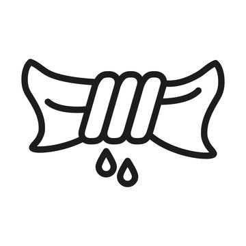 Textile care concept, wring symbol icon, line style