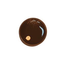 Chocolate tart with caramel cream and nuts on a white background. French dessert. Ideal for food packaging design and menu card. Raster illustration