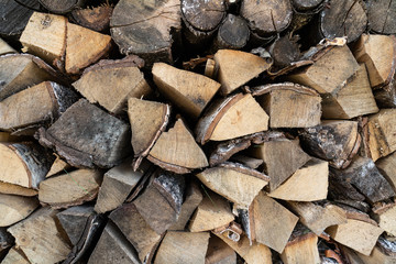 Stack of wood near fireplace