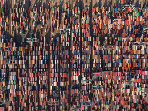 Shipping Containers Fill Port on East Coast