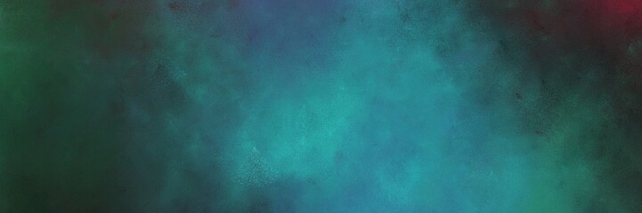 beautiful vintage abstract painted background with dark slate gray, blue chill and light sea green colors and space for text or image. can be used as horizontal background graphic