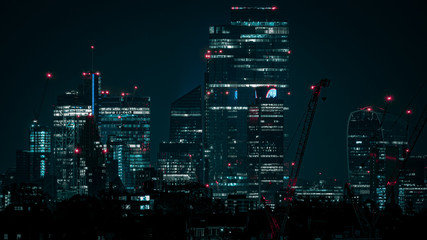 Fototapeta na wymiar night skyline of City of London 