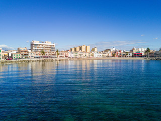 Fototapeta premium Sunny day in the Marina del Portixol and its promenade.
