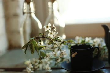 cup of tea with flowers