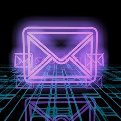 Isolated 3d image. Envelopes on digital background. Digital communications concept. 