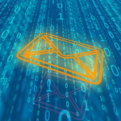 Isolated 3d image. Envelopes on digital background. Digital communications concept. 