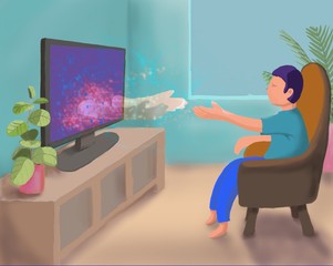 woman watching tv