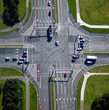 aerial shot of intersection in Reykjavik